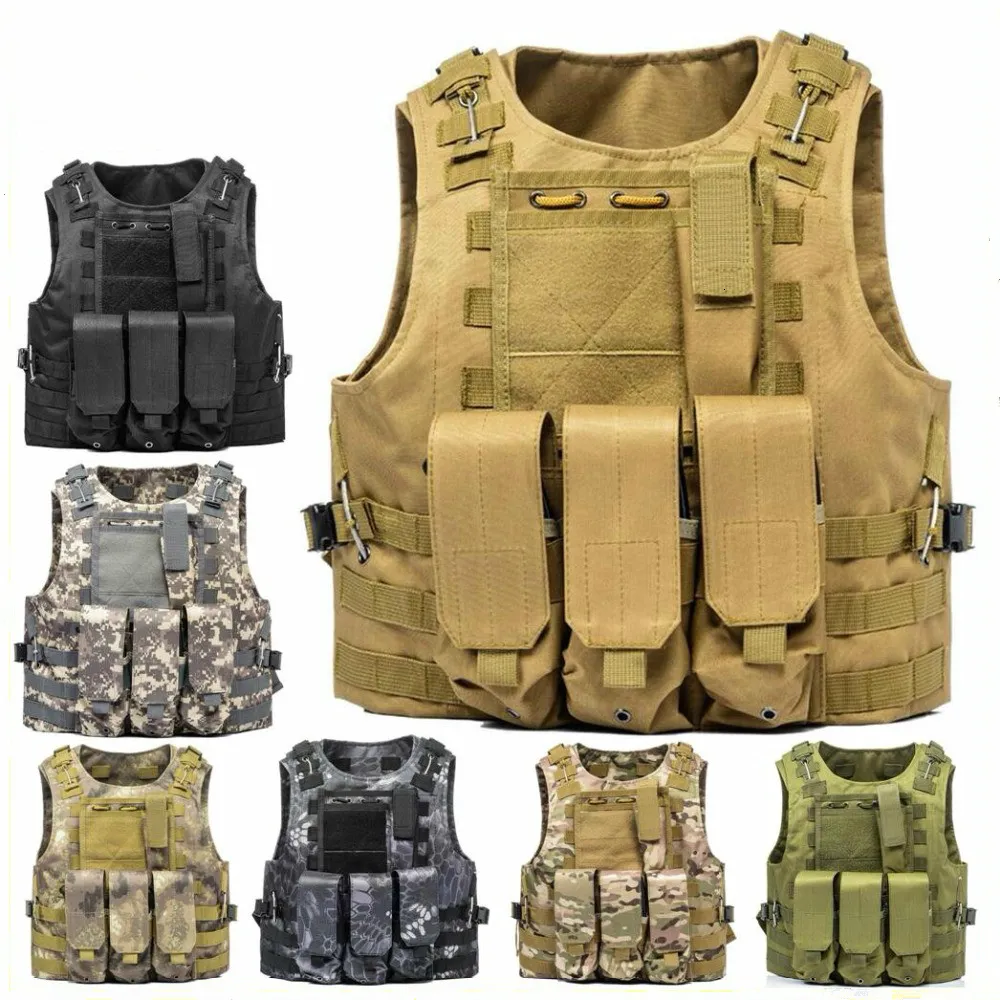 Mäns västar airsoft Military Gear Tactical Vest Molle Combat Assault Plate Tactical Vest 10 Colors CS Outdoor Clothing Hunting Vest 230822