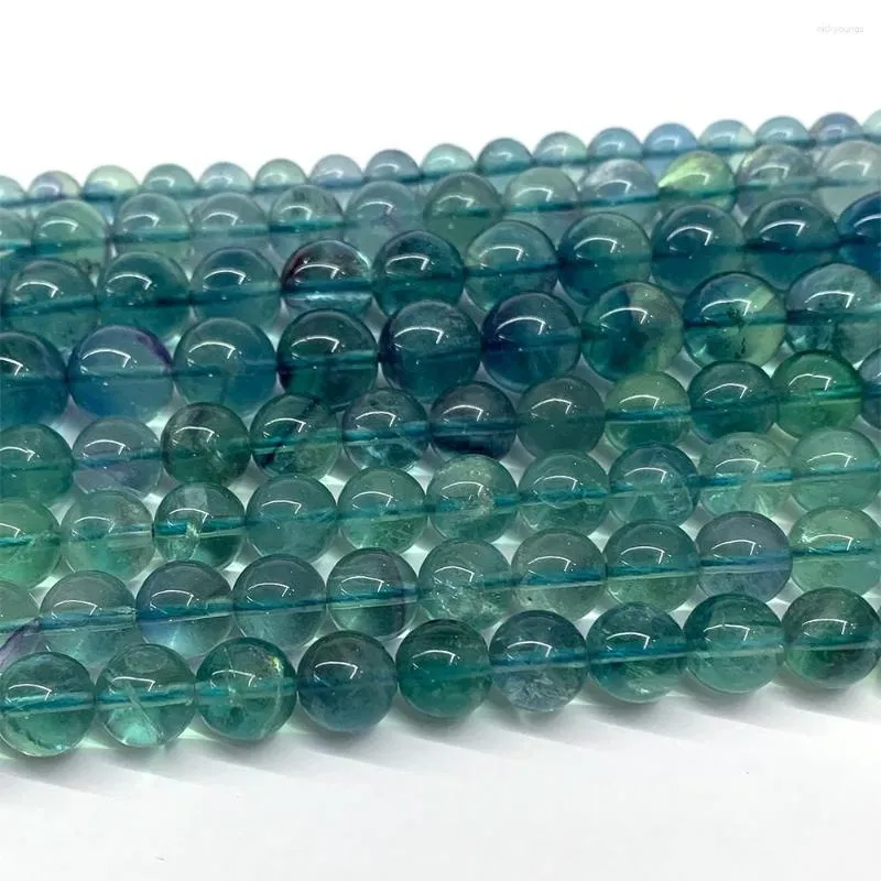 Loose Gemstones Veemake Green Blue Fluorite Natural DIY Necklace Bracelets Earrings Round Women's Beads For Jewelry Making 07360