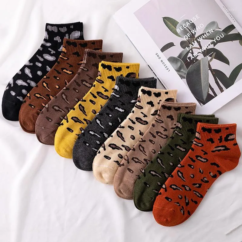 Kadın Çorap Leopar Baskı Gündelik Moda Harajuku Street Giyim Pamuk Düşük Kesim Ayak Bileği Yaz Görünmez Şov Sox