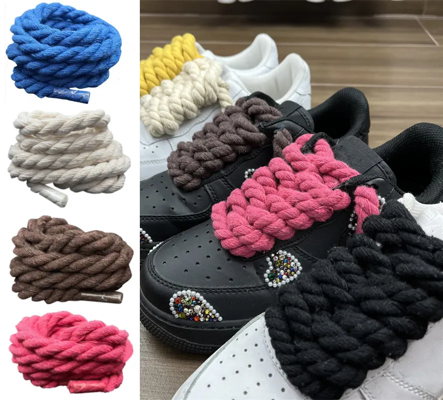 Shoe Parts Accessories Bold Cotton Linen Twist Weave Shoelaces Wood Color Rope Laces Men Women Trend Personality Sport Casual Shoes Dropsship 230823