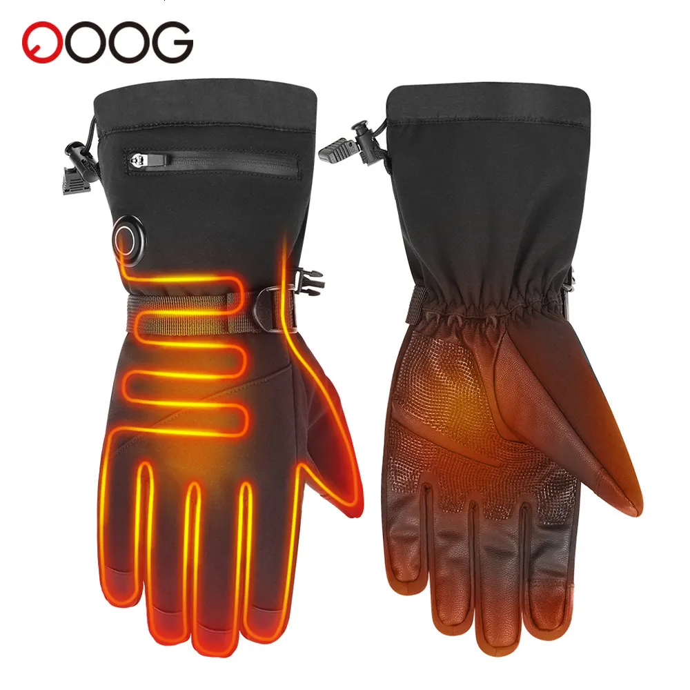 Cinq doigts gants hiver chaud chauffé moto batterie au lithium antidérapant ski cuir imperméable rechargeable 230823