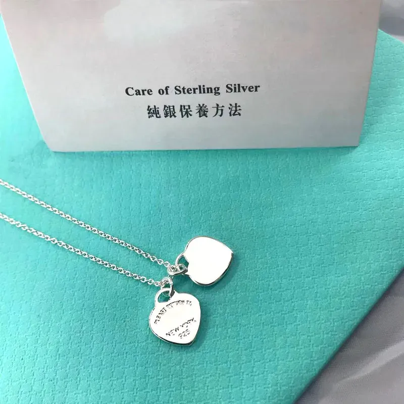 9dsi Original Gift Box 925 Silver Classic Lover Necklace Double