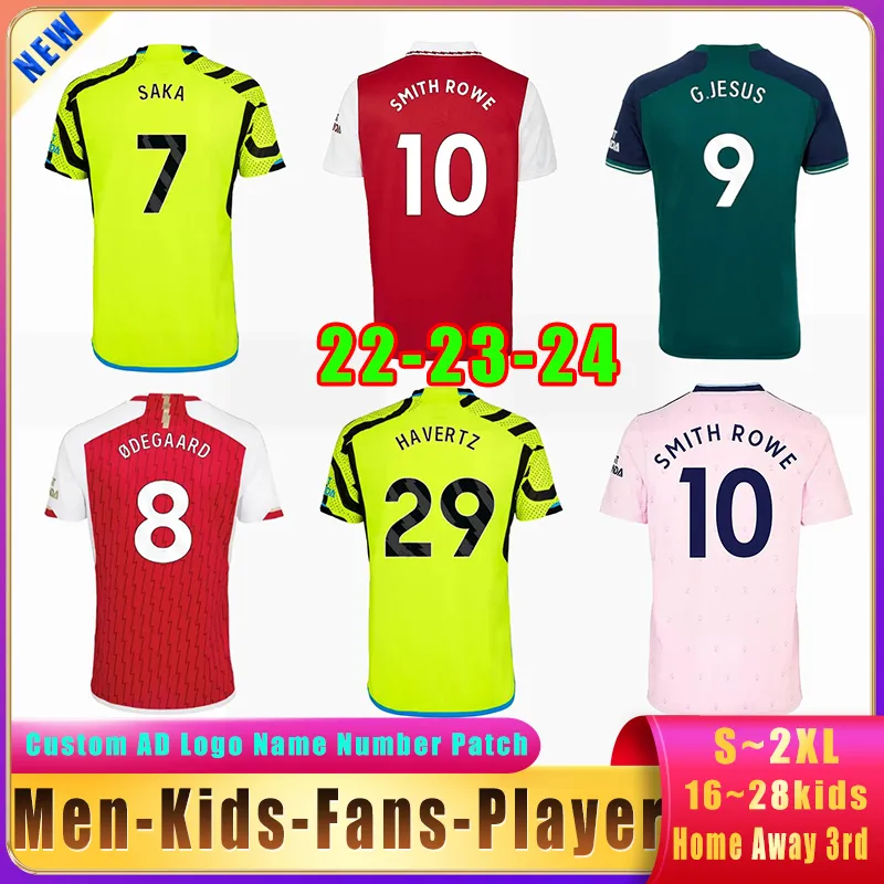 22 23 24 SAKA ROWESALIBA maillots de football Gunners 2023 2024 maillot de football MARTINELLI G.JESUS SALIBA joueurs fans kit enfants femmes version thaïlandaise