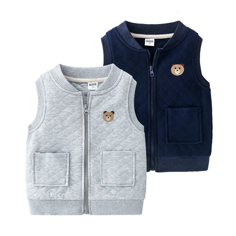 Waistcoat Boy Grey 28y Childrens giubbotto cardigan cotone con giubbotti senza maniche tasca