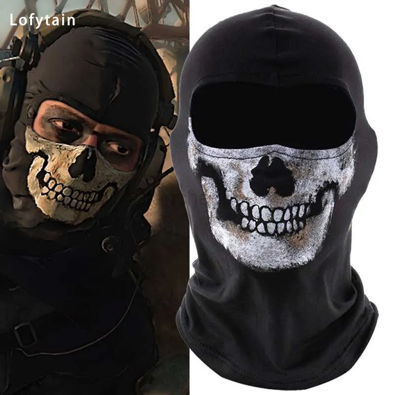 Diğer Festival Parti Malzemeleri Lofytain Cod MW2 Hayalet Kafatası Balaclava Hayalet Simon Riley Yüz Savaş Oyunu Cosplay Maske Koruma Kafatası Deseni Balaclava Maskesi L111