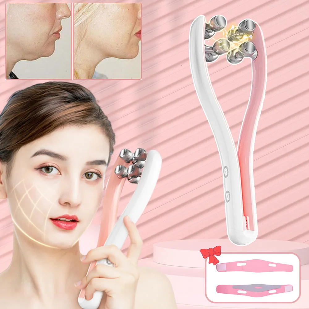 Twarz Massager EMS Roller Y Urządzenie do podnoszenia v Double Chin Remover Care Skin Home Użycie narzędzie kosmetyczne 230823