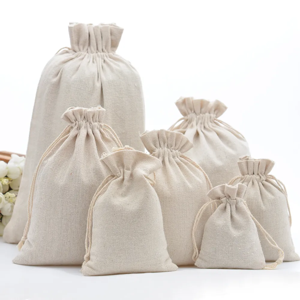 Cosmetic Bags Cases Handmade Muslin Cotton Drawstring Packaging Gift Bags for Coffee bean Jewelry Pouch Storage Wedding Favors Rustic Folk Christmas 230822