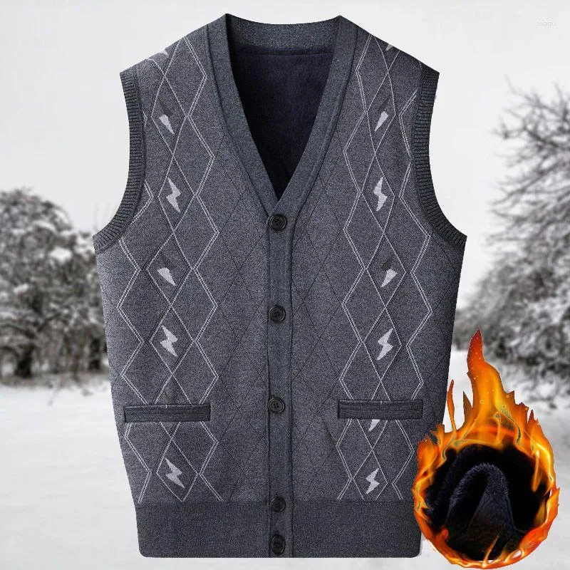 Mens Vests Cashmere Jacket Men V Neck Knit Cardigan Autumn Casual