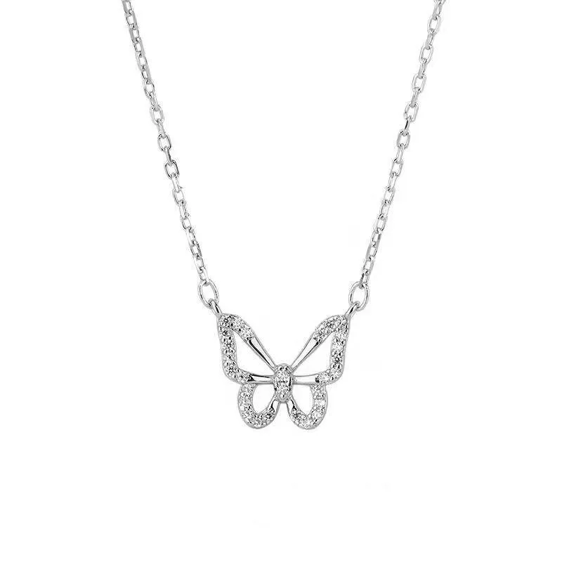 Collier papillon en cristal creux Simple, mode classique, chaîne de clavicule, pendentif, colliers pour femmes, bijoux élégants