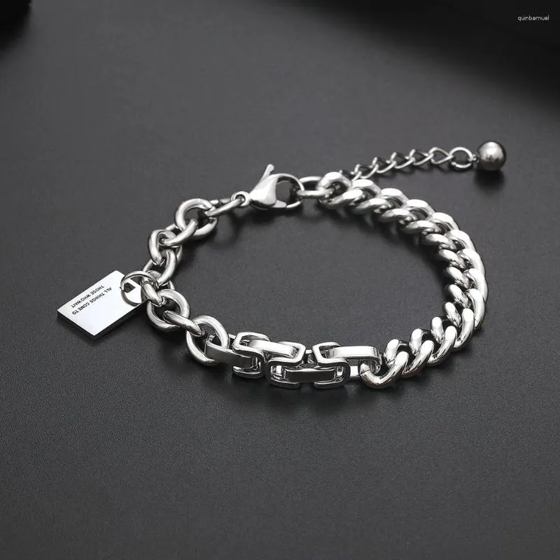 Pulseiras de link Personalidade de hip-hop Retro coreano Hipster Boy Style Titanium Steel Acelelless Chain Stainless Chain Acessórios de roupas unissex