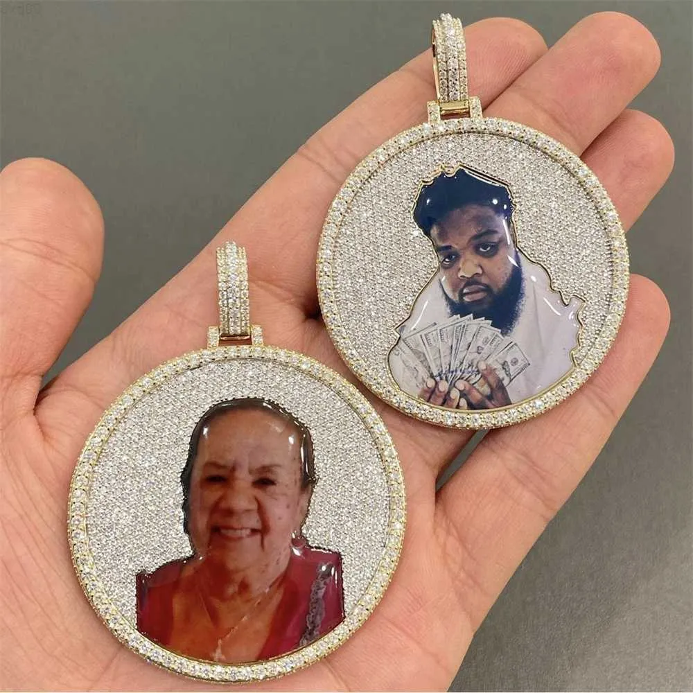 Personalized VVS Moissanite Diamond Pendant 925 Sterling Silver With 10k Gold Memory And Big