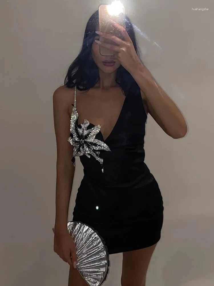 Black Satin V Neck Backless Mini Bandage Dress With... From Julia_dress,  $47.7 In Bulk | DHgate.Com