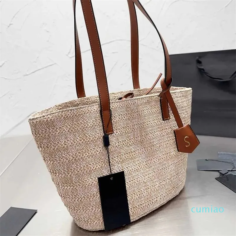 2023-Designer Beach Bag Straw Tote Women Designers Handväska Kvinnor Fashion Classic Large Capacity Lady Solid Color Tote Bag