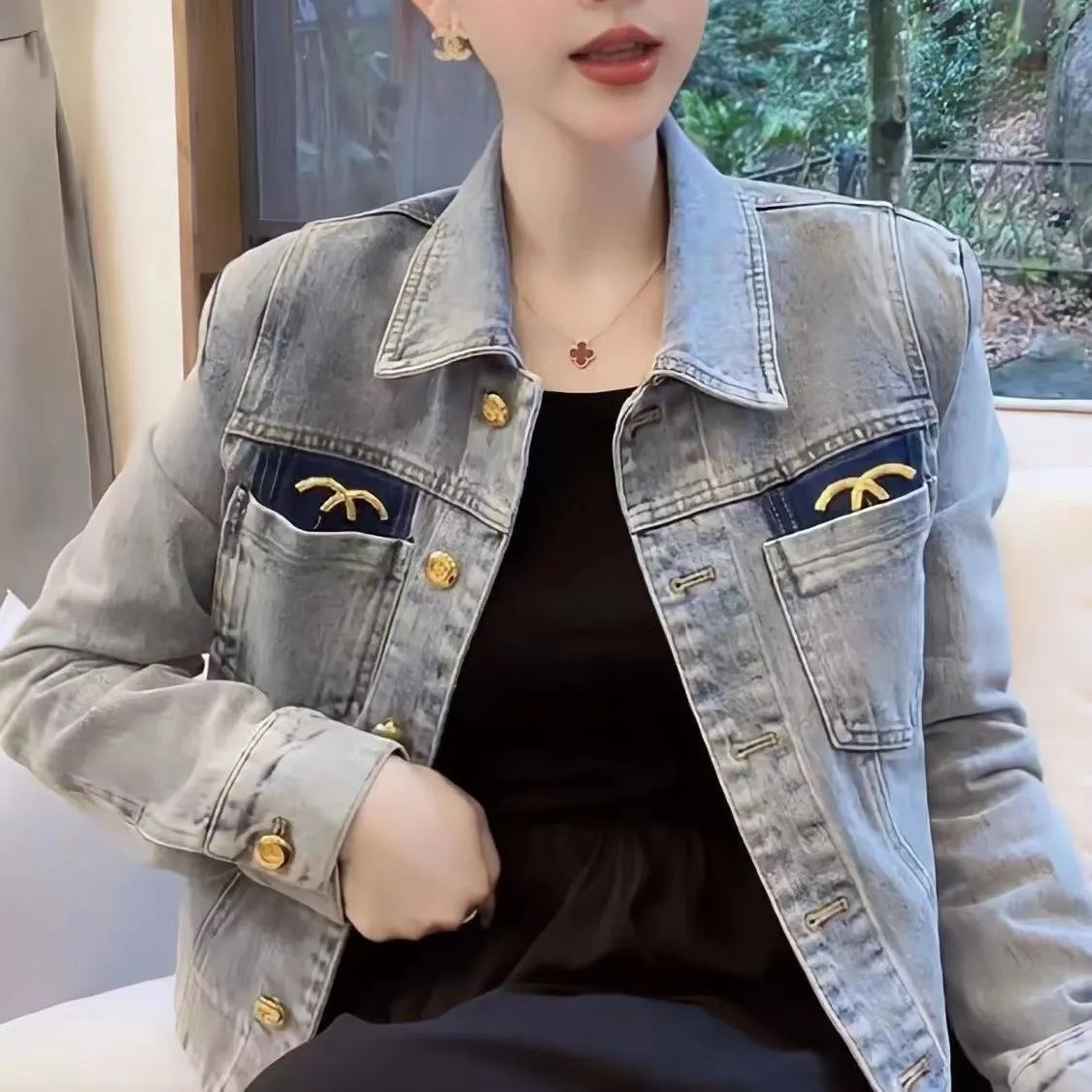 Ladies designer denim jacket clearance