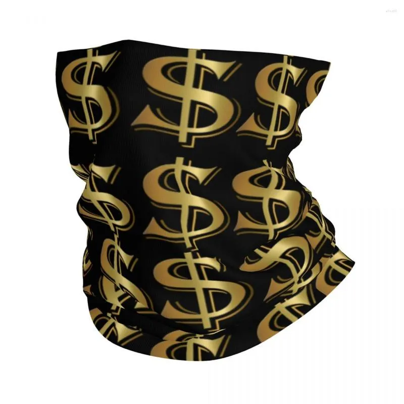 Halsdukar Golden Dollar Bandana Neck Cover Printed Money Balaclavas Face Mask Scarf varm pannband ridning unisex vuxen tvättbar