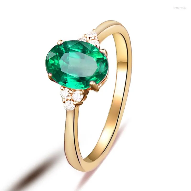 Wedding Rings S925 Silver Simple Open Ring Feminine Style 18K Gold Emerald Colorful Treasure Women's Engagement Jewelry