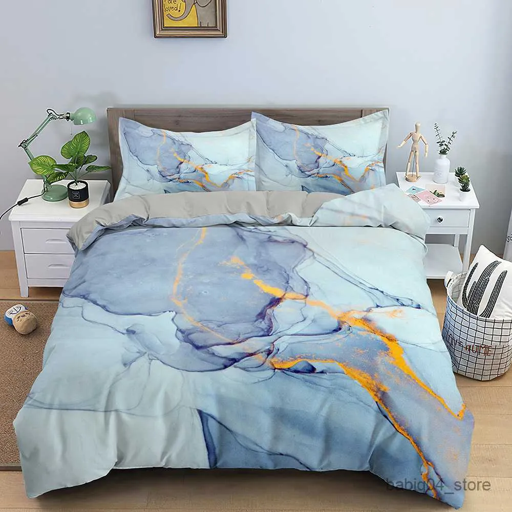 Ensembles de literie Ensemble de literie en marbre ensembles de housse de couette avec 1/2 Sham 3D dessins imprimés d'art en marbre housse de couette super douce R230901