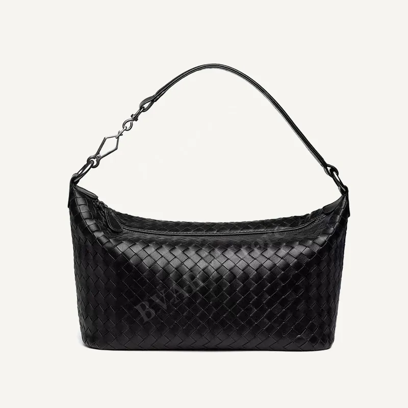 Woven Bag Fiberglass Designer Women's Bag High-End Shoulder Messenger Bag Soft Sheepskin Time Simple Shopping Bag Black Gray 2023 Autumn New