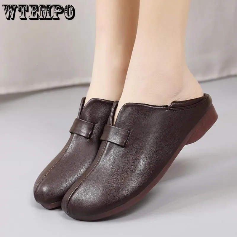 Dress Shoes Retro Women's Leather Round Head Low Heel Soft Sole Nonslip Work Oxford Simple Casual Spring Summer Drop 230823