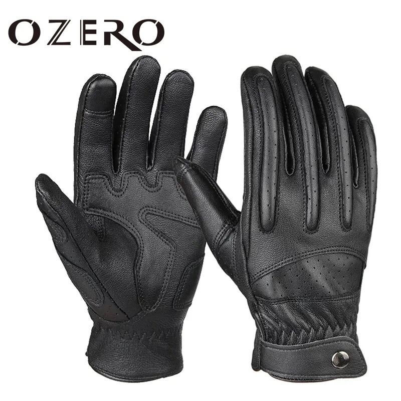 Cinq doigts gants Ozero hommes écran tactile en cuir moto gant extérieur doigt complet motocycliste conduite vélo accessoires de vélo 230823