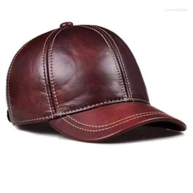 Leather hat with ball on top hotsell