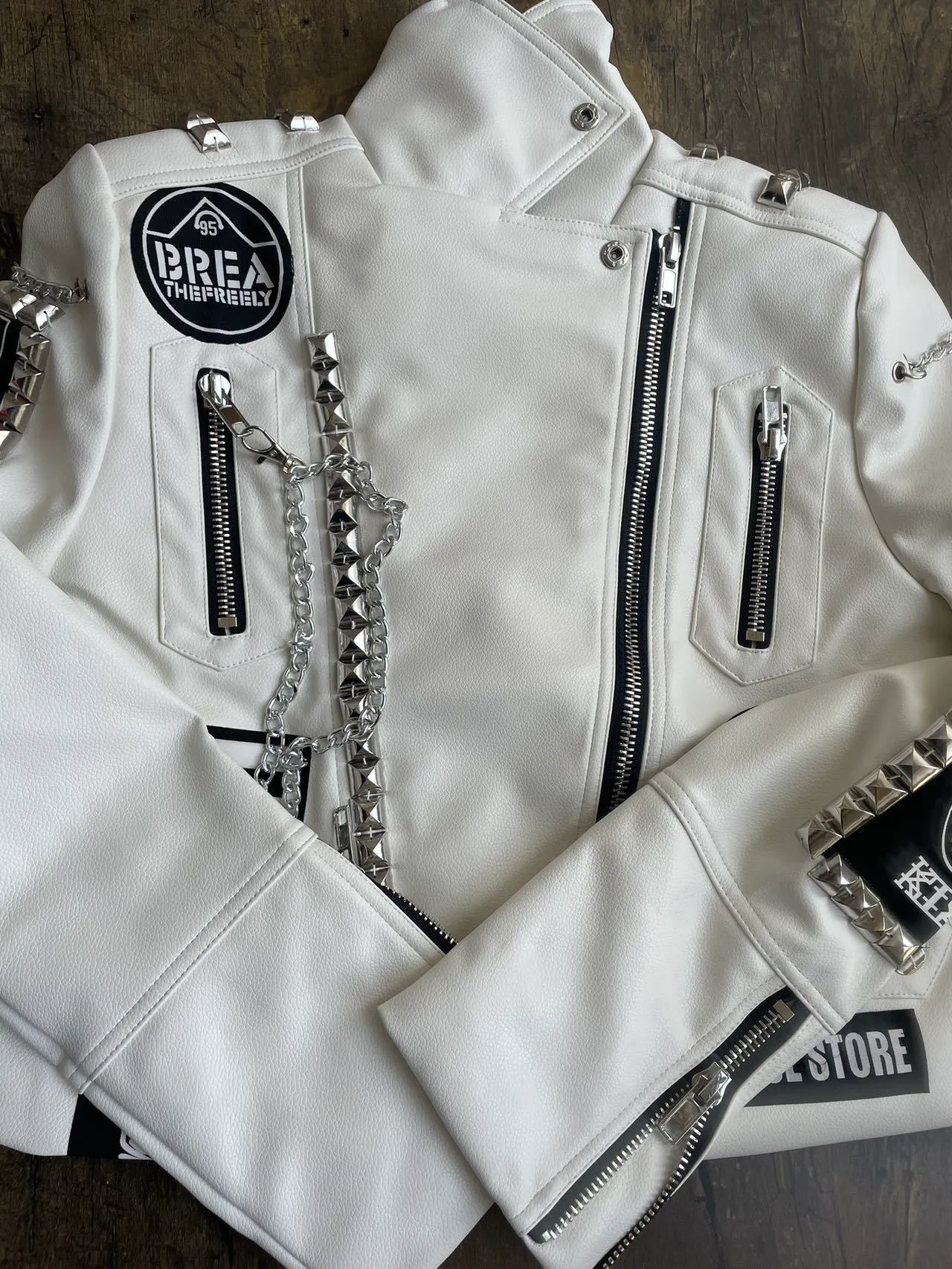 DHgate.com:Womens Faux Leather Graffiti Jacket, Soft PU DHgate.com:Womens Faux Leather Graffiti Jacket, Soft PU