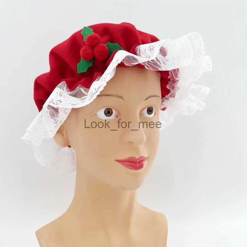 Chapeaux de Noël avec dentelle parfaits pour les vacances Tenues colorées pour Cosplay Mme Santa Old Lady Hat NOUVEAU HKD230823