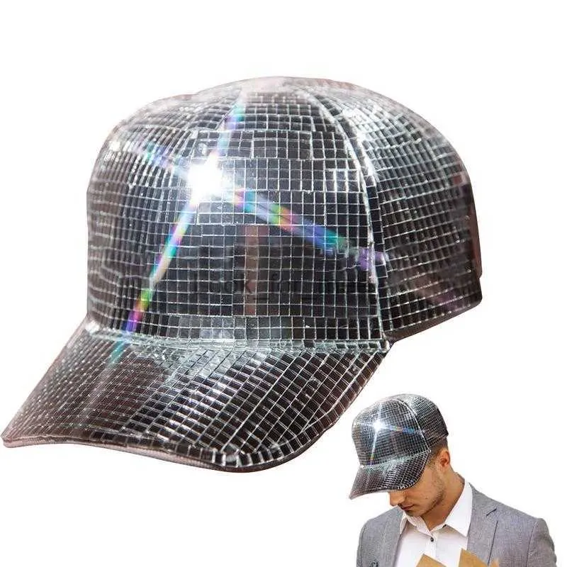 Silver Scintose Cowboy Baseball Mirror Hat Hat Ball Caps Trendy e Shiny Cosplay Props Halloween Supplies per feste che raccolgono HKD230823