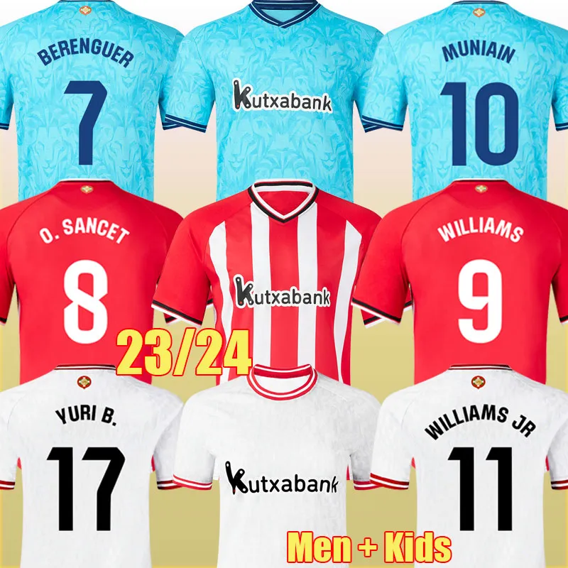 23 24 Club Bilbao Soccer Jerseys Berenguer 2023 Muniain Athletic Williams JR Football Shirt Raul Garcia Villalibre Camiseta Sancet Unai Simon Men Kids Equipment