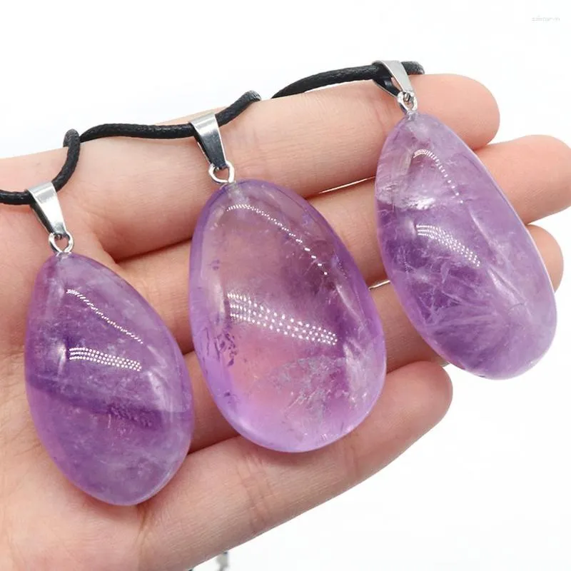 Chains 6PCS Wholesale Irregular Reiki Healing Natural Amethyst Pendant Necklace For Jewelry Making DIY Accessories Rope Chain Charm Gif