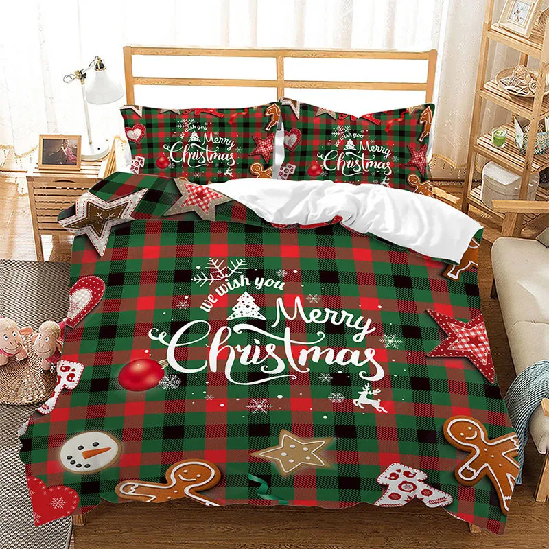 Sängkläder sätter jul täcke täcker snöflinga reineer träd drottning king dubbel tvilling enstaka barn barn vuxen år gåva 230822