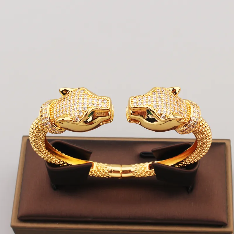 Bracciale in oro 18 carati Leopard Diamond Bangle bracciali catena Love Designer per donna uomo coppia aperta stilista Festa di nozze Giorno del Ringraziamento Regalo di San Valentino