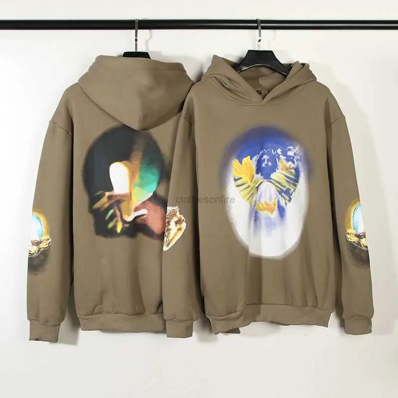 Sweatshirts Hommes Designer Sweats à capuche Mode Streetwear American High Street Marque de mode Kanyes Même Kanyes Peinture à l'huile abstraite Sweat à capuche pour hommes et femmes