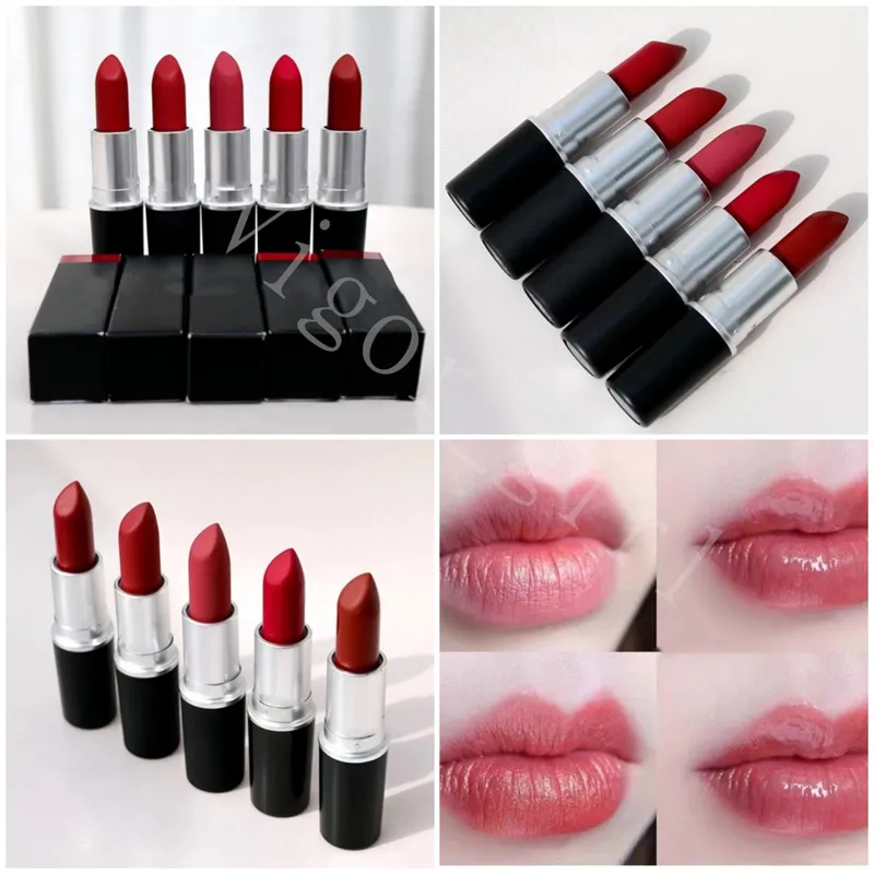 M Rouge à lèvres pour fille Cosmétiques à lèvres populaires avec tube de haute qualité Multi Color Velvet Teddy Ruby Woo Lady Danger Chili Ruby Woo Lustre Rouge à lèvres Rouge A Levres 3g Fast Ship