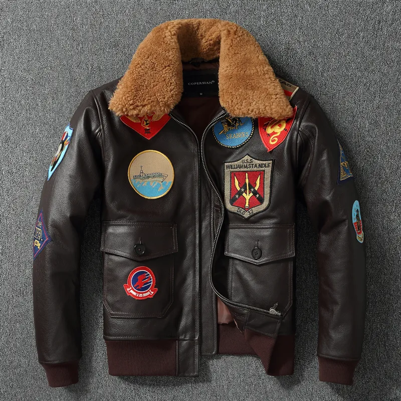 Herenjacks G1 Layer Cowhide Lederen Flight Jacket 100%Hoogwaardige mannen Echte lederen revetje Leisure Jacket Gun hetzelfde als Tom 230822