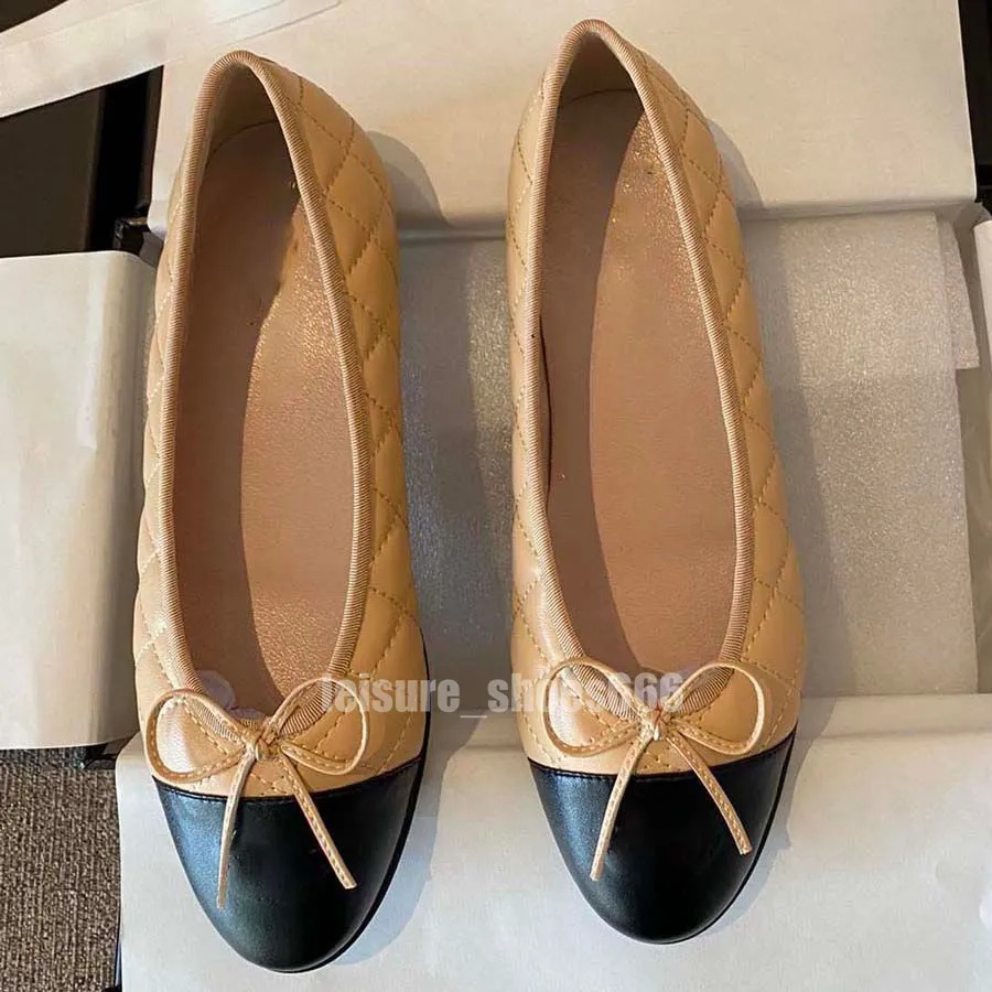 Sapatos de grife Paris Designer Black Ballet Flats Sapatos Mulheres Spring Spring Shop Slip de couro genuíno na bailarina Luxury redou tênis feminino