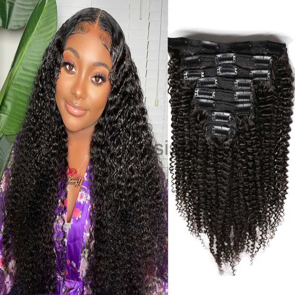 Perruques synthétiques cheveux humains pince à vague profonde dans les cheveux pince brésilienne en 8 pièces ensemble pince de couleur noire naturelle ins cheveux remy 826 pouces 120G x0823