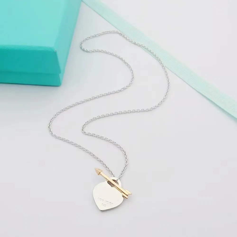 Pijlpunt kruis ketting designer kettingen luxe sieraden rose goud zilver hart hanger Ketting mode-sieraden voor vrouwen Verjaardag Bruiloft cadeau