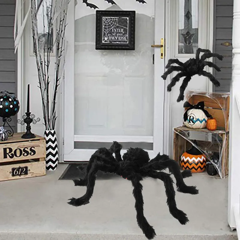 Andra evenemangsfest levererar skräck jätten svart plysch spindel halloween party dekoration props barn barn leksaker Haunted House Decor 230823