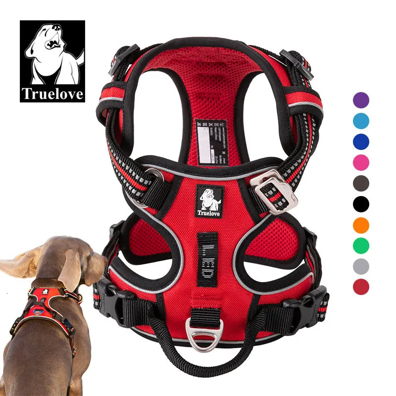 Hundhalsar Leases Truelove Front Nylon Dog Harness No Pull Vest mjuk justerbar säkerhetssele för hund liten stor löpande träning fransk bulldogg 230823