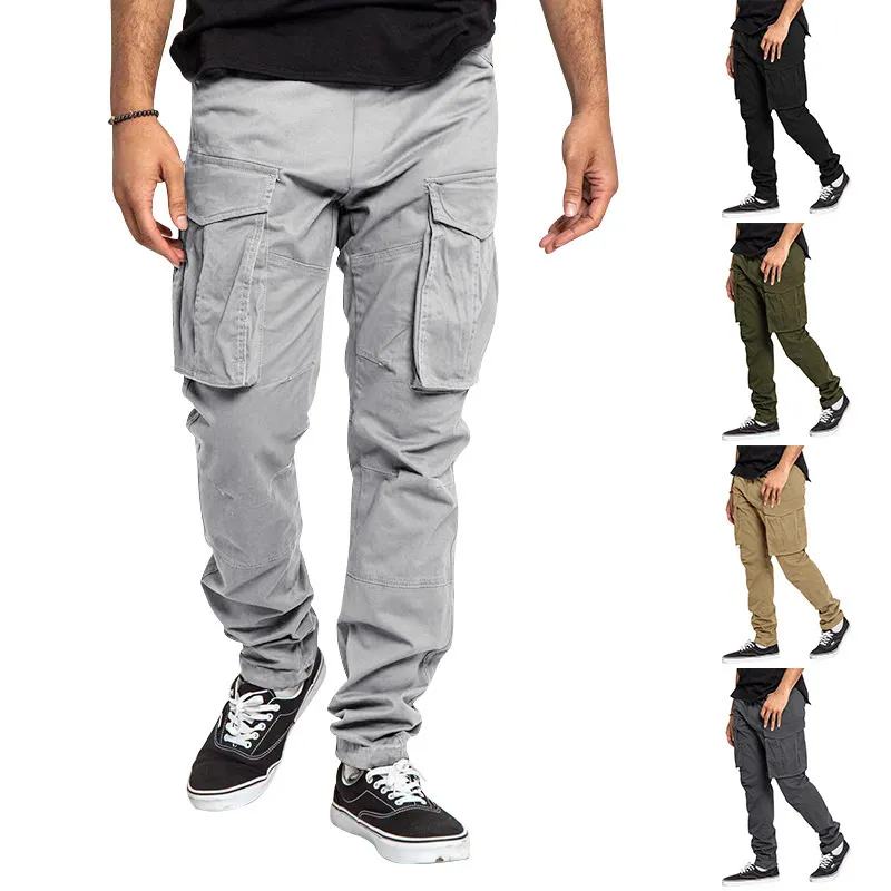 Erkeklerin Trailtsuits Toptan Yüksek Kaliteli Erkekler Kargo Pantolon Günlük Multi Cep Pantolon Sporcu Elastik Jogger Sweetpants 230823