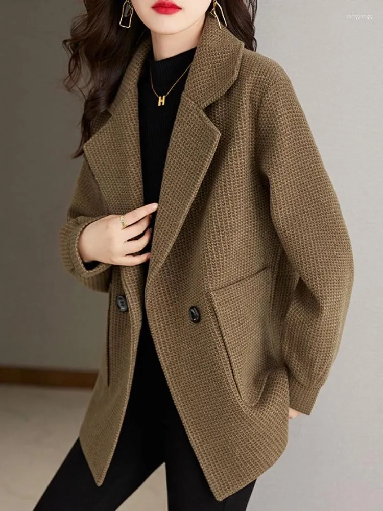 Ternos femininos UNXX Blazer Women Winter Winter Khaki Curto Pano de Lã Curta