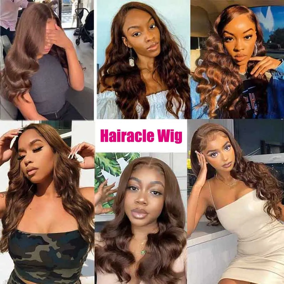 30 Inch Chocolate Brown Body Wave Lace Front Wig 13x4 220%density HD Lace Frontal Wig Brazilian Colored Lace Front Human Hair Wigs