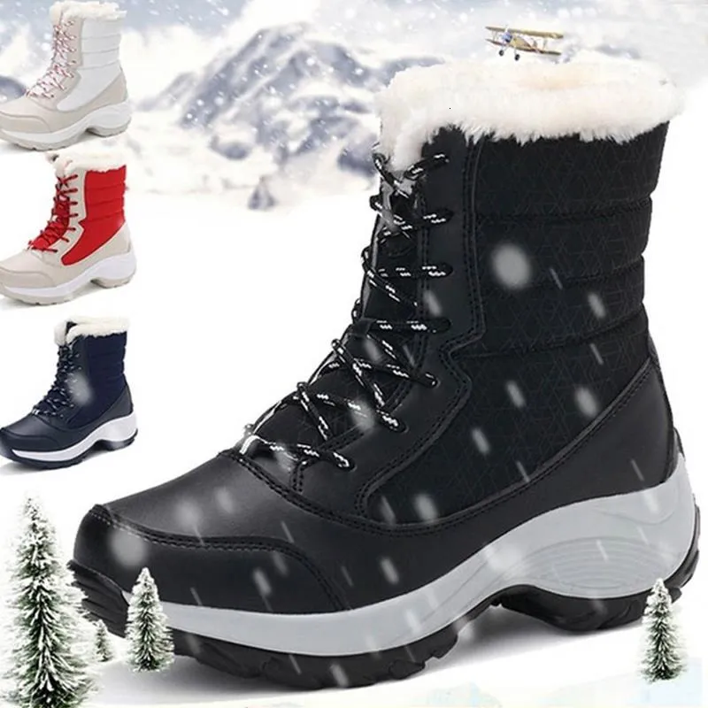 Bottes Chaussures d'hiver bottes imperméables femmes bottes de neige en peluche chaud bottines pour femmes femme chaussures d'hiver chaussons Botas Mujer 230822