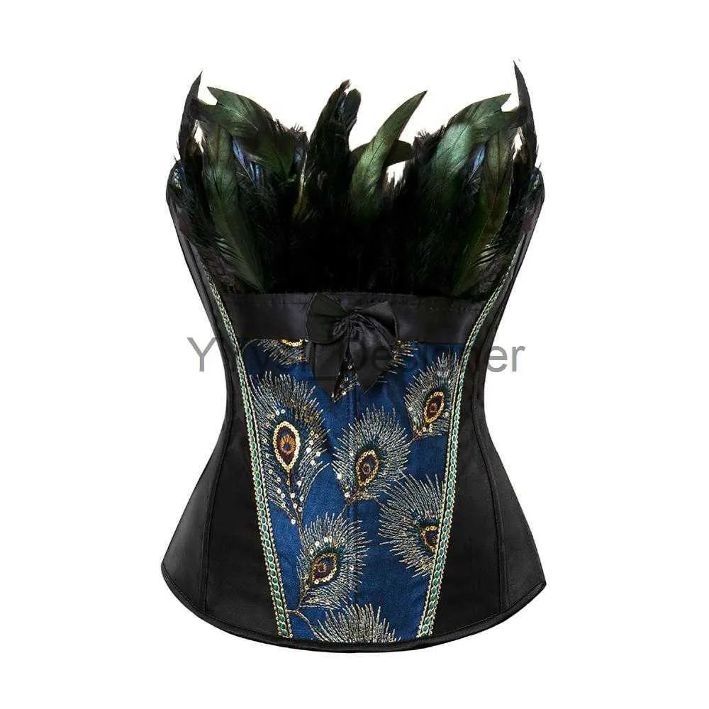 Steampunk Peacock Glitter Pirate Corset Bustier Top Line For Women