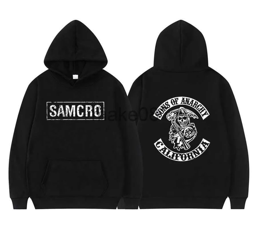 Sweats à capuche pour hommes Sweatshirts Sons of Anarchy SAMCRO Double face imprimé Streetwear hommes femmes Harajuku marque Design à capuche hommes sweats à capuche surdimensionnés Sweatshir J230823