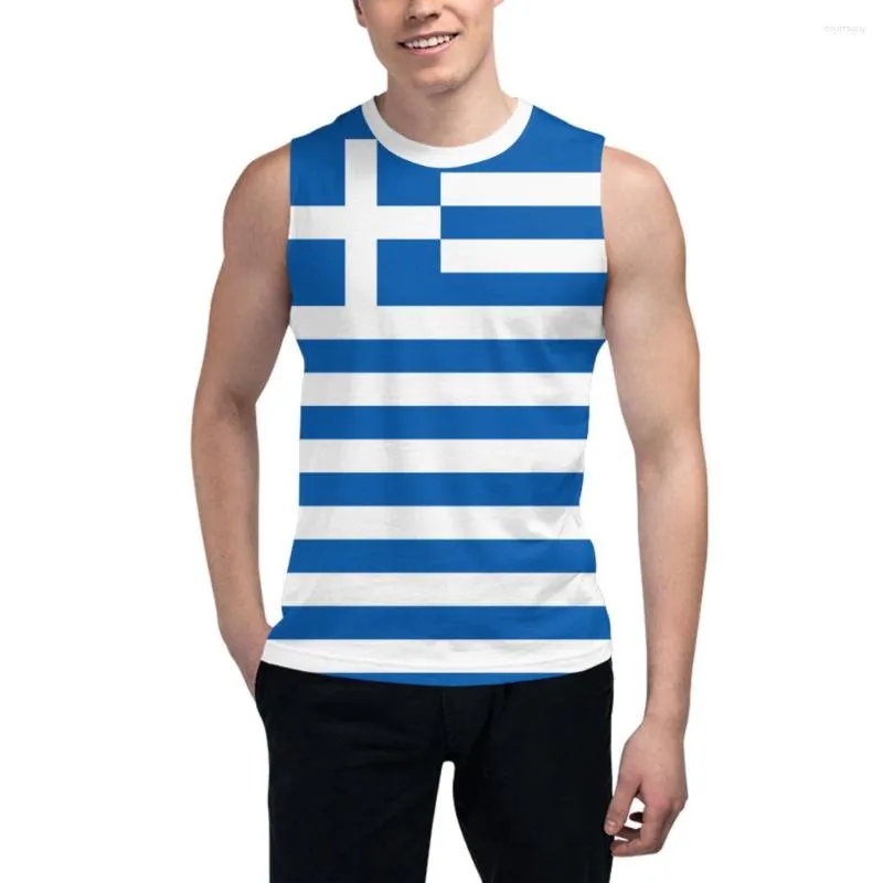 Men's Tank Tops Sleeveless T-shirt Greece Flag Greek 3D Boys Tshirt Gyms Fitness Joggers Basketball Training Vest