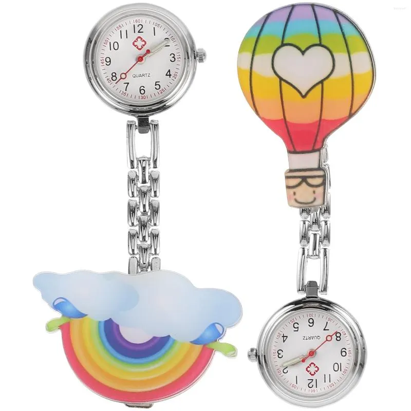 Pocket Watches 2 Pcs Decorations Hanging Watch Small Hard Glue Ornament Exquisite Clip-on Design