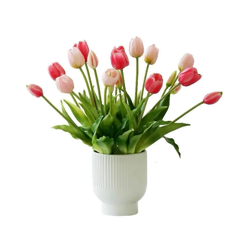 Fiori decorativi ghirlande tulipica silicone 3 fiori2 bocciolo bouquet vero tocco di alta qualità 27 colori decorazione domestica decorazione per la casa wedding fiore artificiale indaco 230823