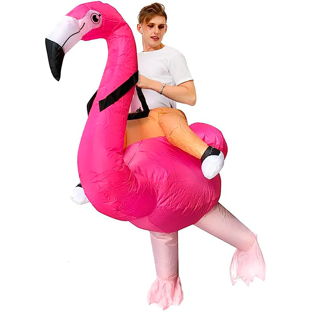 Fantasia de tema flamingo figurino inflável de christms mascote para mulheres adultos crianças halloween desenho animado mascote cosplay para festa 230822